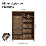 Placard Individual con Patas 4 Puertas Batientes Marrón/Crema/Marrón Venus Madesa
