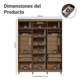 Clóset Matrimonial Venus 6 Puertas Batientes con Patas Marrón/Negro