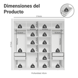Placard Closet 4 Cajones 216 cm Blanco Venus Madesa
