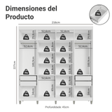Placard Closet con Patas 4 Cajones 216cm Blanco Venus Madesa