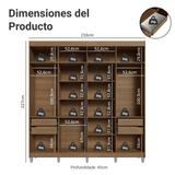 Placard Closet con Patas 4 Cajones 216cm Marrón Venus Madesa