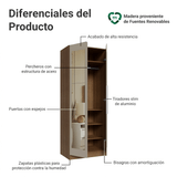 Placard Modular 2 Puertas con Espejo 4 Repisas 1 Perchero Marrón/Crema Neo Madesa