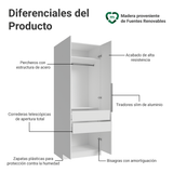 Placard Modulado 80 cm 2 Puertas 2 Cajones Neo Blanco