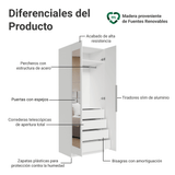 Placard Modular 2 Puertas con Espejo 4 Cajones 1 Perchero Blanco Neo Madesa