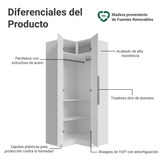 Placard Modulado de Esquina 190 cm 2 Puertas Neo Blanco