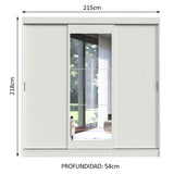 Placard Ropero Casal Madesa Istambul 3 Puertas Corredizas con Espejo 3 Cajones Blanco