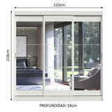 Placard Ropero Casal Madesa Istambul 3 Puertas Corredizas de Espejo 3 Cajones Blanco