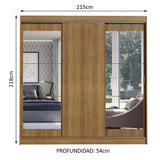 Placard Ropero Casal Madesa Istambul 3 Puertas Corredizas con Espejos 3 Cajones Marrón
