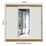 Placard Ropero Casal Madesa Istambul 3 Puertas Corredizas con Espejo 3 Cajones Marrón/Blanco