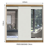 Placard Ropero Casal Madesa Istambul 3 Puertas Corredizas con Espejos 3 Cajones Marrón/Blanco