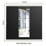 Placard Ropero Casal Madesa Istambul 3 Puertas Corredizas con Espejo 3 Cajones Blanco/Negro