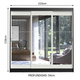Placard Ropero Casal Madesa Istambul 3 Puertas Corredizas de Espejo 3 Cajones Negro/Blanco