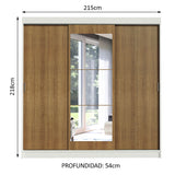 Placard Ropero Casal Madesa Istambul 3 Puertas Corredizas con Espejo 3 Cajones Blanco/Marrón