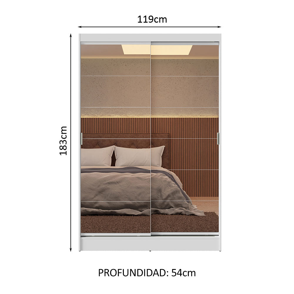 Placard Max 2 Puertas Corredizas con Espejos Blanco