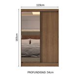 Placard 2 Puertas Corredizas con Espejo Marrón Max