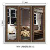 Placard Matrimonial 100% MDF 3 Puertas Corredizas con Espejos Blanco/Marrón Eros