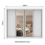 Placard Ropero Casal Madesa Alabama 4 Puertas Corredizas con Espejos Blanco