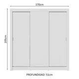 Placard Matrimonial 3 Puertas Corredizas Blanco Nobre