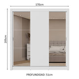 Placard Matrimonial 3 Puertas Corredizas con Espejos 2 Cajones Blanco Sublime
