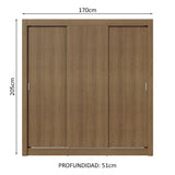 Placard Matrimonial 3 Puertas Corredizas Marrón Nobre