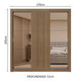 Placard Matrimonial 3 Puertas Corredizas con Espejos 2 Cajones Marrón Sublime