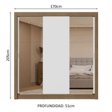 Placard Matrimonial 3 Puertas Corredizas con Espejos 2 Cajones Marrón/Blanco Sublime