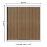 Placard Matrimonial 3 Puertas Corredizas Blanco/Marrón Nobre