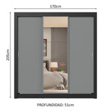 Placard Matrimonial 3 Puertas Corredizas 4 Cajones Marrón/Gris Sublime Plus