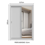 Placard 2 Puertas Corredizas con Espejo 2 Cajones Blanco Vivare
