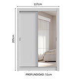 Placard 2 Puertas Corredizas con Espejo 4 Cajones Blanco Vivare Plus