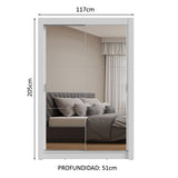 Placard 2 Puertas Corredizas con Espejos Blanco Milano