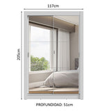Placard 2 Puertas Corredizas con Espejos 2 Cajones Blanco Vivare