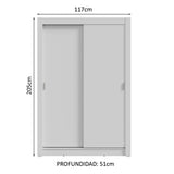Placard 2 Puertas Corredizas 4 Cajones Blanco Vivare Plus