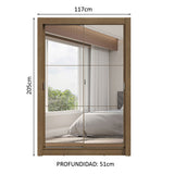 Placard Soltero 2 Puertas Corredizas con Espejos 2 Cajones Marrón Vivare