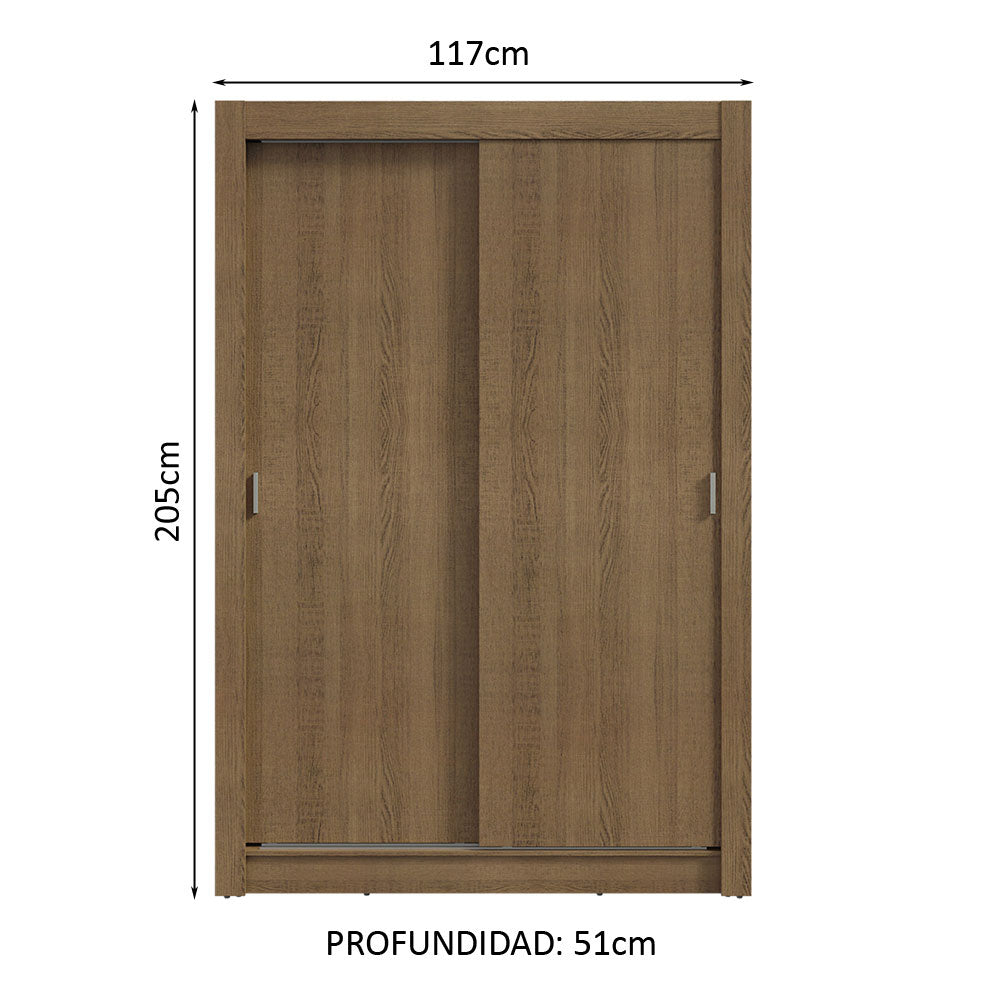 Placard Soltero 2 Puertas Corredizas 2 Cajones Marrón Vivare