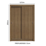 Placard Soltero 2 Puertas Corredizas 2 Cajones Marrón Vivare