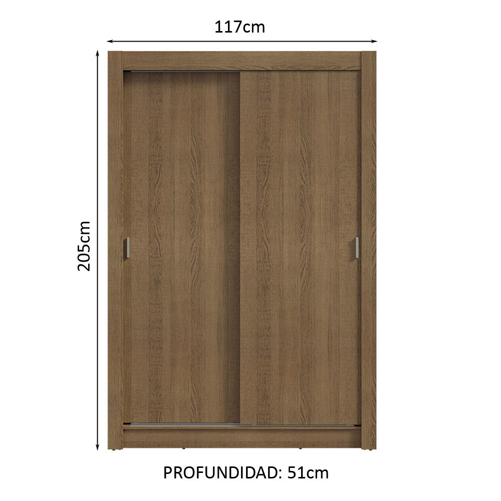 Placard Soltero 2 Puertas Corredizas 4 Cajones Marrón Vivare Plus