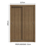 Placard Soltero 2 Puertas Corredizas 4 Cajones Marrón Vivare Plus