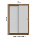 Placard Soltero 2 Puertas Corredizas Marrón/Blanco Milano