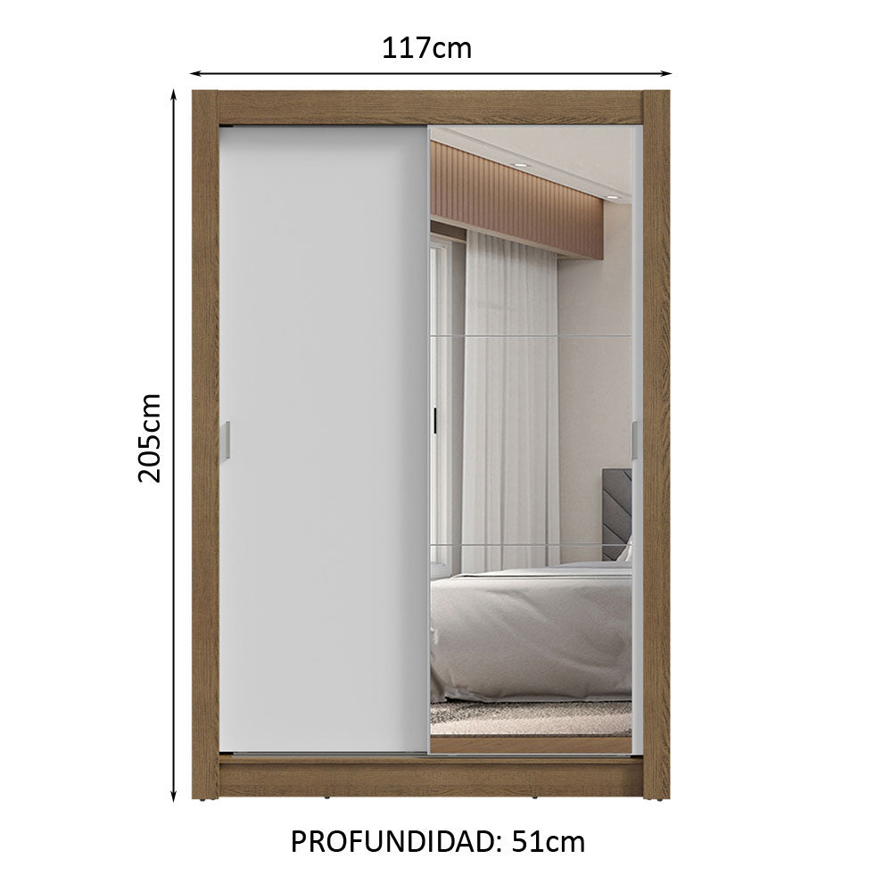 Placard Soltero 2 Puertas Corredizas 2 Cajones Marrón/Blanco Vivare