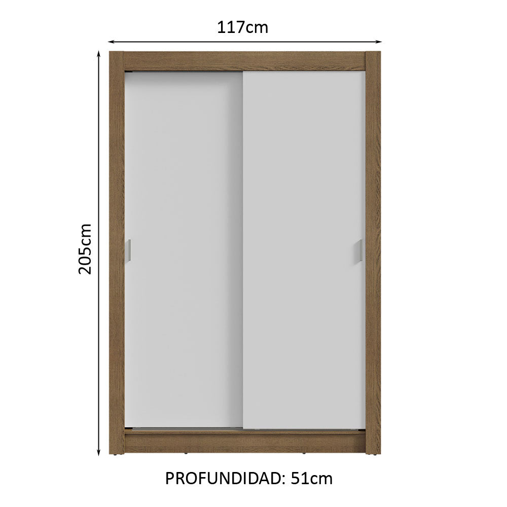 Placard Soltero 2 Puertas Corredizas 2 Cajones Marrón/Blanco Vivare