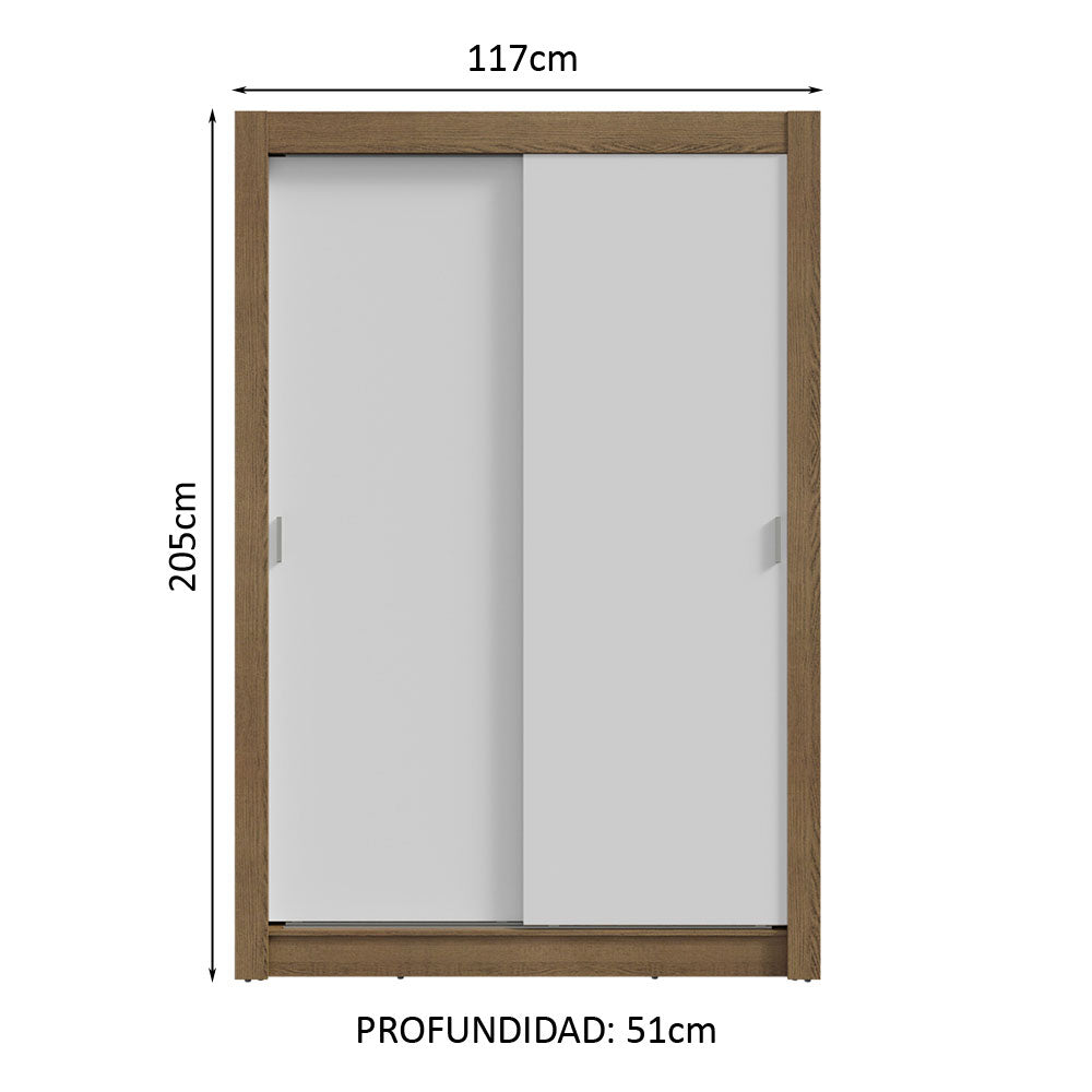 Placard Soltero 2 Puertas Corredizas 4 Cajones Marrón/Blanco Vivare Plus