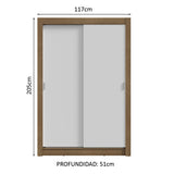 Placard Soltero 2 Puertas Corredizas 4 Cajones Marrón/Blanco Vivare Plus