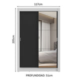 Placard 2 Puertas Corredizas con Espejo 2 Cajones Blanco/Negro Vivare