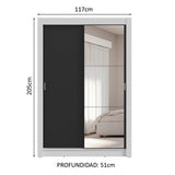 Placard 2 Puertas Corredizas con Espejo 4 Cajones Blanco/Negro Vivare Plus