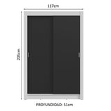 Placard 2 Puertas Corredizas 4 Cajones Blanco/Negro Vivare Plus