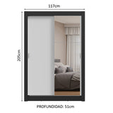 Placard 2 Puertas Corredizas con Espejo Negro/Blanco Milano