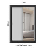 Placard 2 Puertas Corredizas con Espejo 2 Cajones Negro/Blanco Vivare