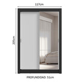 Placard 2 Puertas Corredizas con Espejo 4 Cajones Negro/Blanco Vivare Plus