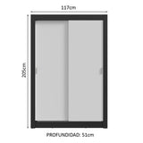 Placard 2 Puertas Corredizas 4 Cajones Negro/Blanco Vivare Plus